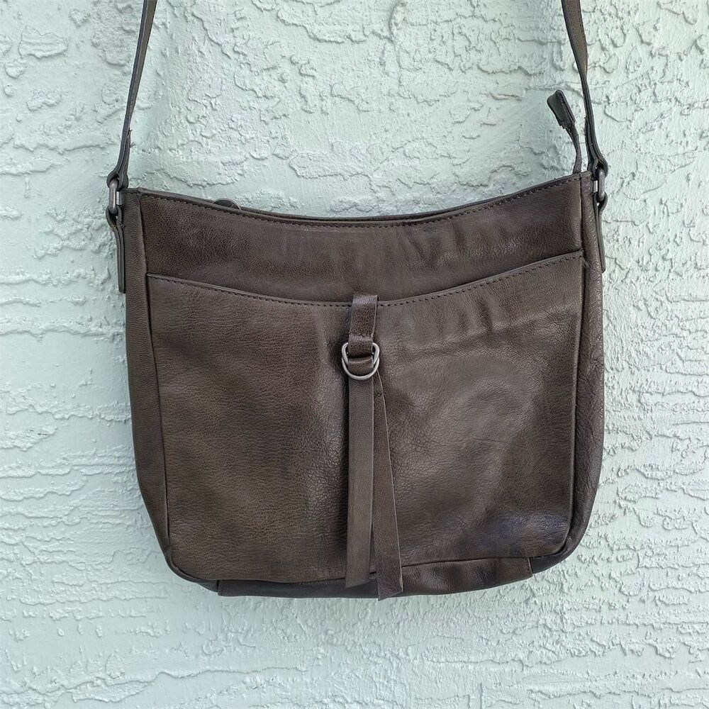 Lucky Brand Brown Leather Crossbody Bag Unisex Adjustable Strap